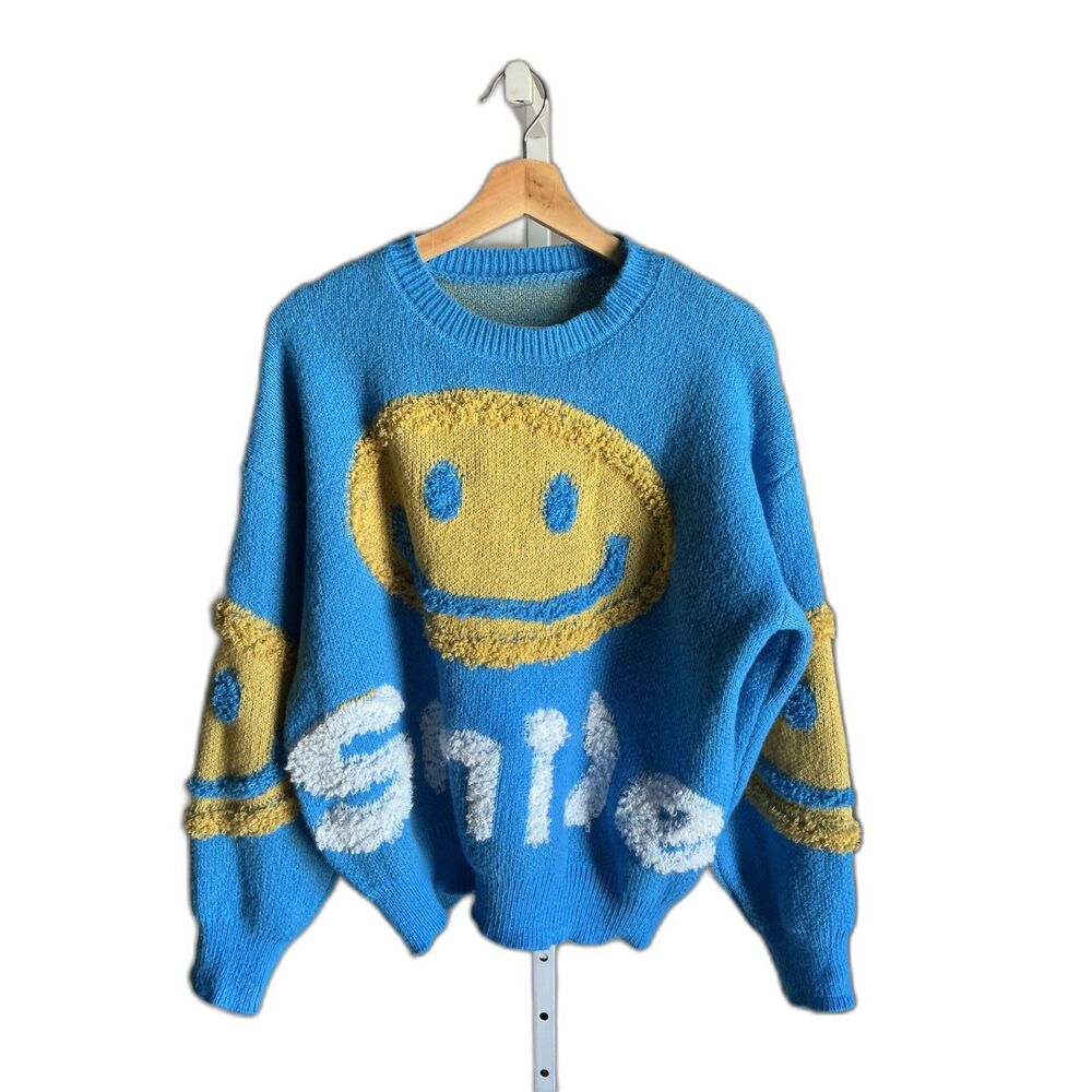Vintage Daisy Smiley Face Knit Sweater Woman's Size M